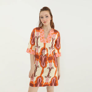 Brown Paisley Ibiza Tunic Dress