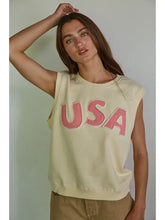 Load image into Gallery viewer, Cream Knit Cotton Vest Top with USA Patch Work