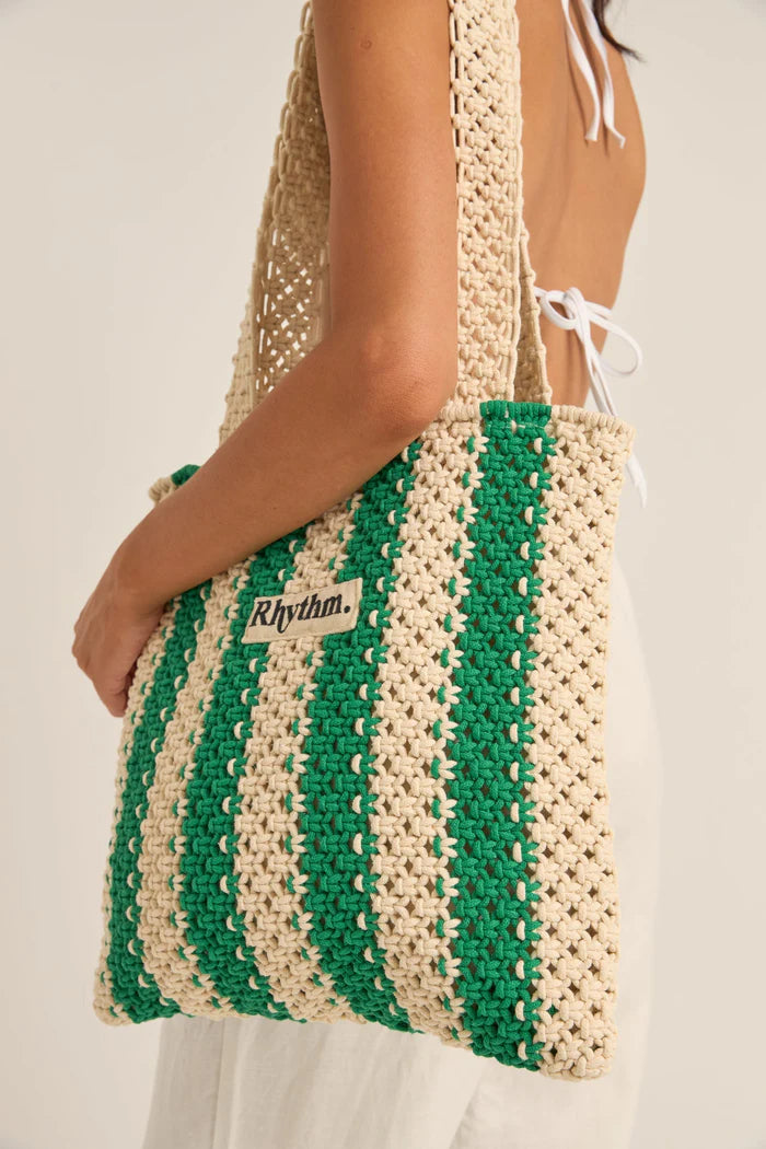 Dinero Stripe Crochet Tote Bag