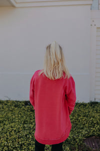 Raspberry Fleece Poncho Pullover