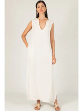 Load image into Gallery viewer, Ivory Sleeveless Linen Maxi Dress w/ Side Slits