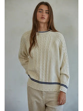 Load image into Gallery viewer, Knit Sweater Cable Crew Neck Pullover