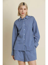 Load image into Gallery viewer, Navy Striped Button Up