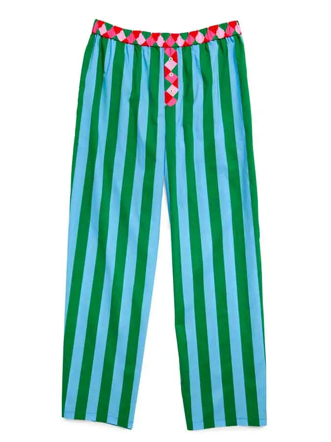 Green Festive Stripe Boxer Pant