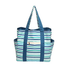Load image into Gallery viewer, Sea Stripes and Ocean Blue Reversible Beach Bag