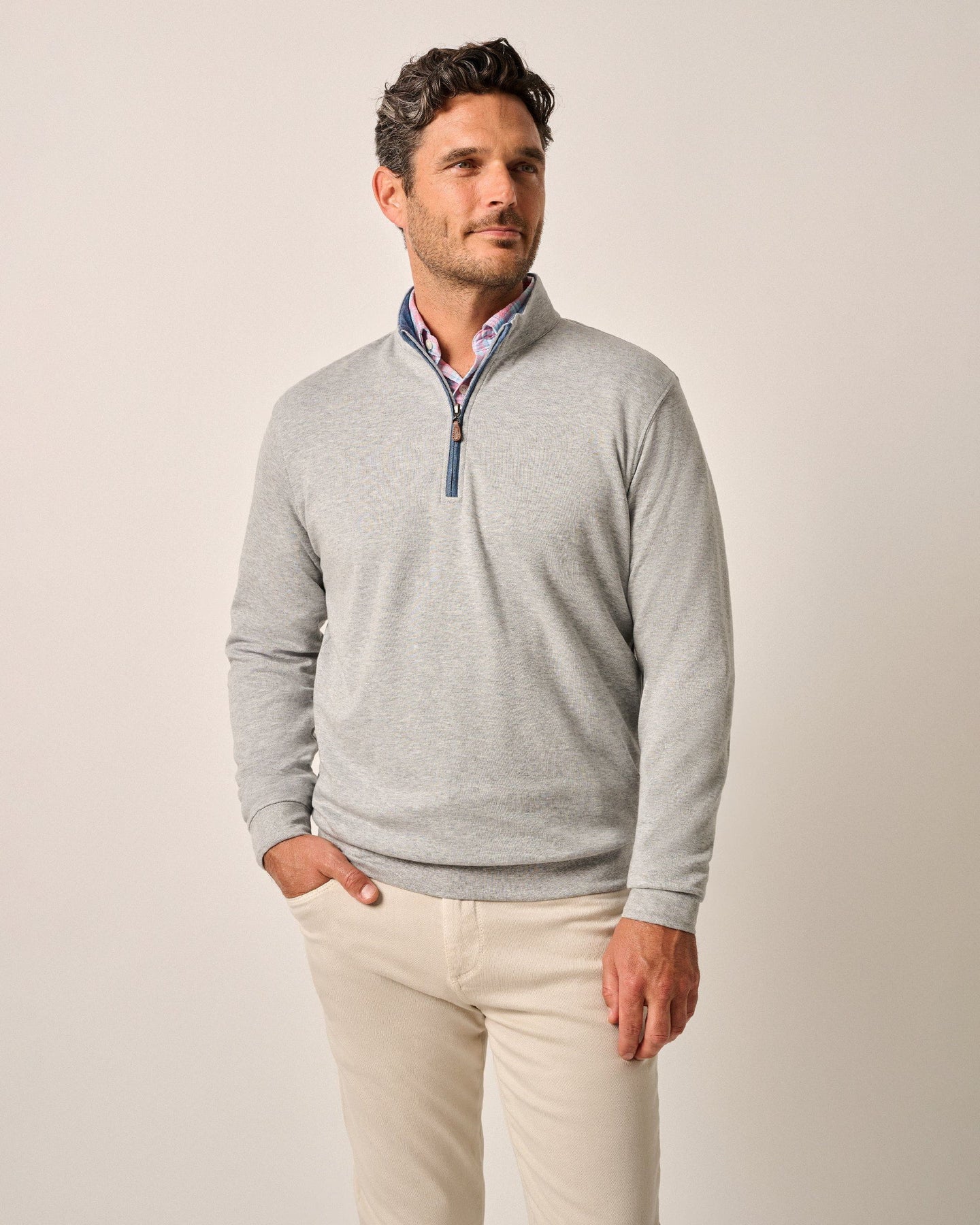 Light Gray Sully 1/4 Zip Pullover