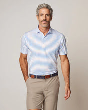 Load image into Gallery viewer, White Thorton Striped Jersey Performance Polo