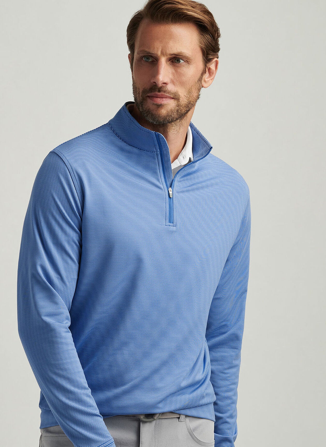 Sailor Blue Perth Sugar Stripe  Quarter-Zip