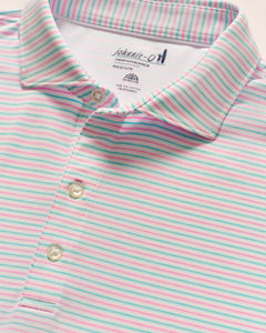 Porto Pink Performance Jersey Polo - Vik Stripe