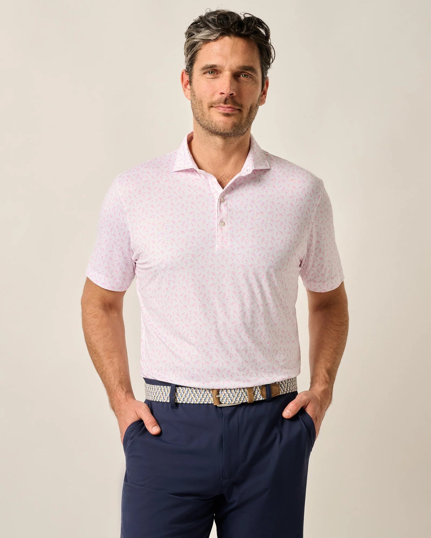 Porto Pink Featherweight Performance Polo - Tini Print