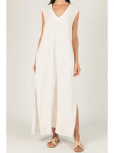 Load image into Gallery viewer, Ivory Sleeveless Linen Maxi Dress w/ Side Slits