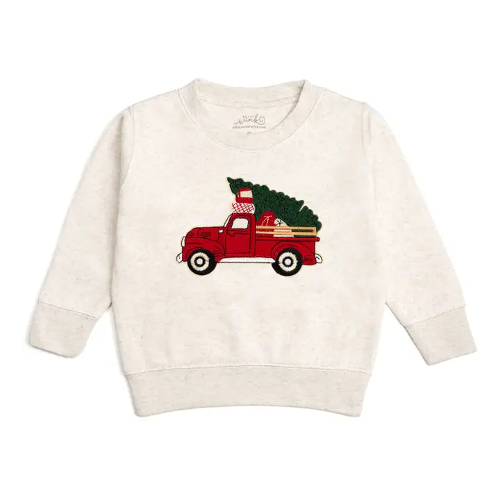 Kids Christmas Truck Patch Sweatshirt