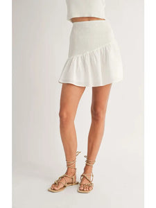 Picnics Asymmetric Smock Skirt: White