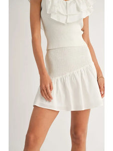 Picnics Asymmetric Smock Skirt: White