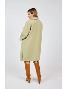 Sharon Buttoned Long Coat: Sage Green