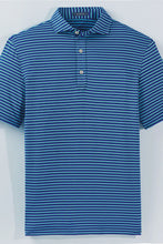 Load image into Gallery viewer, Navy/Evergreen Ryan Stripe Performance Polo