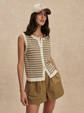 Load image into Gallery viewer, Egret/Golden Olive Aura Knit Top